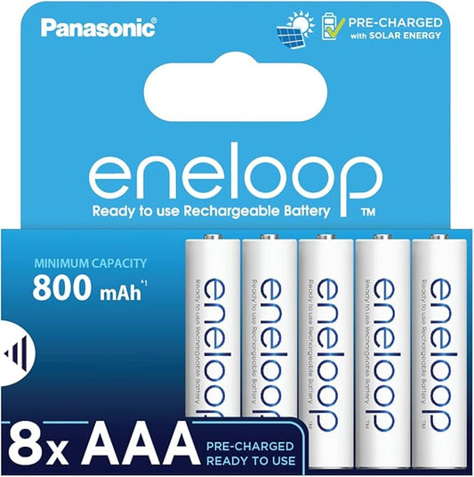 Panasonic eneloop AAA Micro Akku 8er-Pack, 800 mAh, 2000x wiederaufladbar, Ready-to-use – 4MCDE