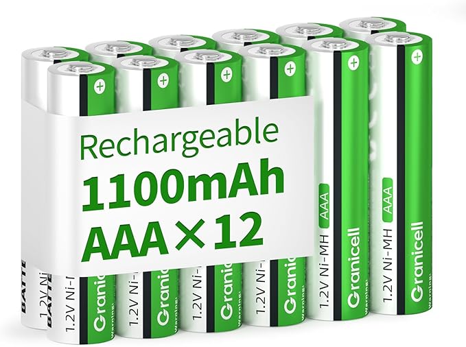 ZHUHAI TOP BATTERY CO.,LTD ZHUHAI TOP BATTERY AAA Akkus 1100 mAh, 12er Pack, 1500 Zyklen, niedrige Selbstentladung, NiMH, 1,2V