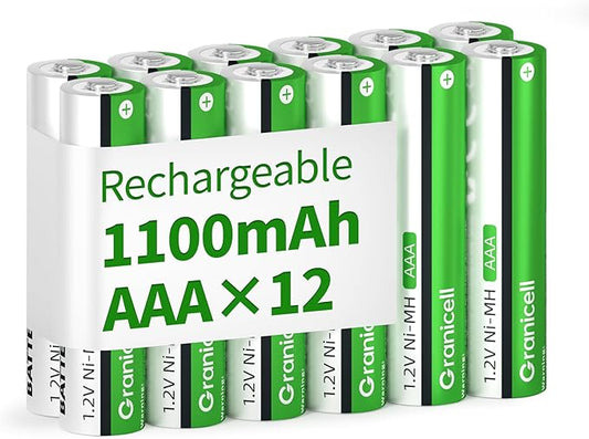ZHUHAI TOP BATTERY CO.,LTD ZHUHAI TOP BATTERY AAA Akkus 1100 mAh, 12er Pack, 1500 Zyklen, niedrige Selbstentladung, NiMH, 1,2V