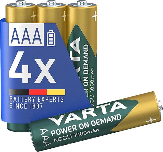 Nein Auslaufartikel (Produktion durch VARTA AAA Akkus wiederaufladbar 4er Pack 1000 mAh Ni-MH sofort einsatzbereit Power on Demand 05703