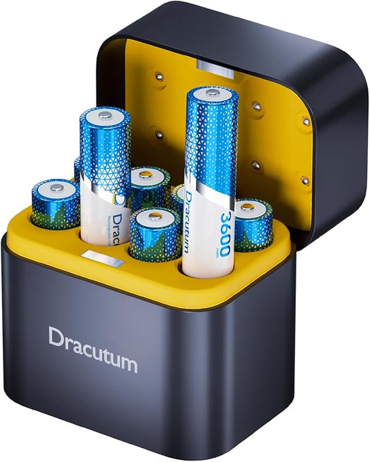 JIANGXI DBK CO., LTD. AA Lithium Akkus 8er Pack mit Ladegerät, 1.5V 3600mWh, 2000 Zyklen für Blink Außenkamera