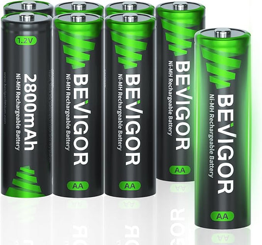 GUANGZHOU NICE BATTERY TECHNOLOGY CO., LTD BEVIGOR AA Akkubatterien 2800mAh NiMH wiederaufladbar 8 Stück vorgeladen geringe Selbstentladung